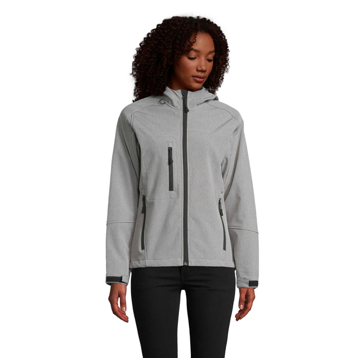 Veste à capuche promotionnelle softshell Femme Gris chiné
